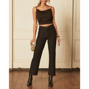 Boyish The Mikey High-Rise Wide Leg Jeans Women's Sze 27 Black Beauty Button Fly